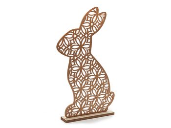 Wooden 'mandala' rabbit sitting 22x40cm