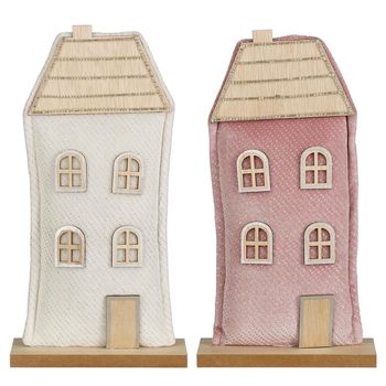 Decoratie huis wit roze 2 assorti - l16xb6xh30cm