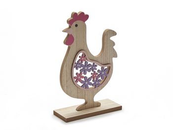 Wooden rooster open 12x20cm