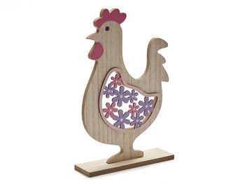 Wooden rooster open 18x27cm