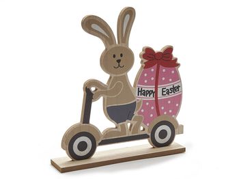 Wooden rabbit in cart 24x27cm