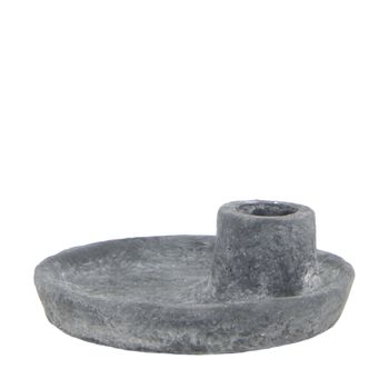 Dinnercandle holder cement 12x12x4cm Dark grey
