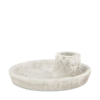 Dinnercandle holder cement 12x12x4cm Light grey