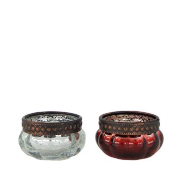 Tealight holder glass 5.5x5.5x3.5cm Silver mixed