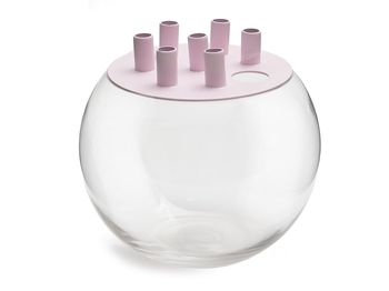 Glass ball tulip vase Ø20x17cm pink