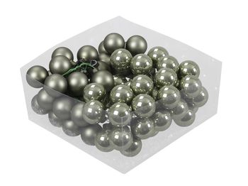 cb. 72 glassballs/wire granite green 30 mm