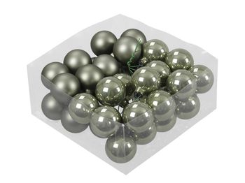 cb. 36 glassballs/wire granite green 40 mm