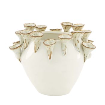Vase mushroom ceramic 16x12.3x12.5cm Silver/White
