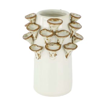 Vase mushroom ceramic 9x9x12.8cm Silver/White