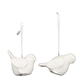 Hanger bird ceramic 6x5x5.5cm Mixed White