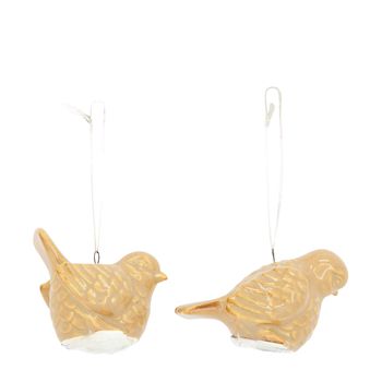 Hanger bird ceramic 6x5x5.5cm Mixed Light brown