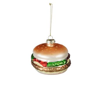 Decoratie ornament hamburger bruin - h7xd9cm