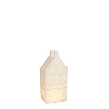 Huis wit led battery operated - l9xb7,5xh18cm