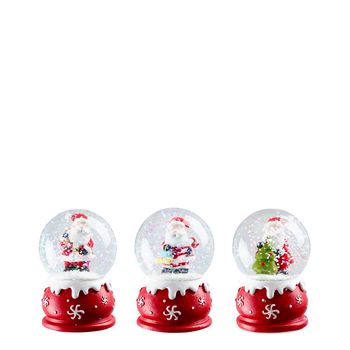 Decoratie waterbal kerstman rood 3 assorti - h6,5xd4,5cm