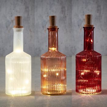 Fles wit oranje roze 3 assorti 10 led BO - h24xd8cm