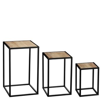 Quinty bijzettafel zwart set van 3 FSC Mix - l30xb30xh50cm