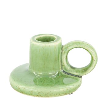 Dinnercandle holder ceramic 10.5x9x6cm Dark green