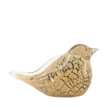 Bird glass 13.5x5.5x8.5cm Brown