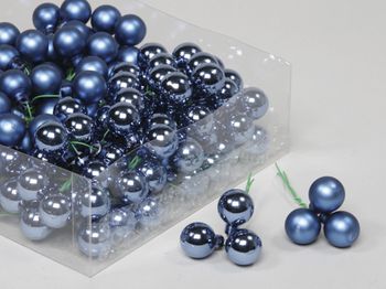 cb. 144 glasballen/wire basic blue 20 mm