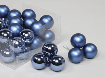 cb. 36 glasballen/wire basic blue 40 mm