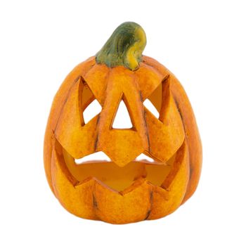 Tealight holder pumpkin ceramic 9.8x9x12cm Orange