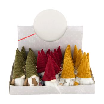 Figurine gnome corduroy hat fabric 8x6x14cm Mixed Multi