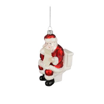 Ornament kerstman glas rood - l9,5xb5xh11cm