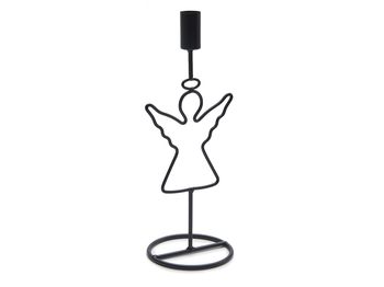 Metal angel candle holder  28cm black