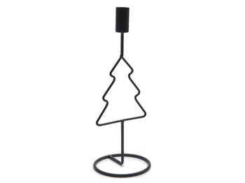 Metal pine tree candle holder  27cm black