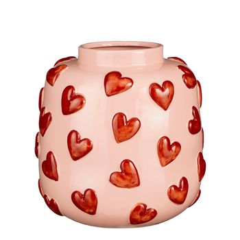 Hearts vaas roze - h28xd28,5cm