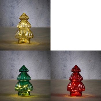 Boom groen goud rood 3 ass 10 led - h19,5xd12cm - excl. batt. met timer