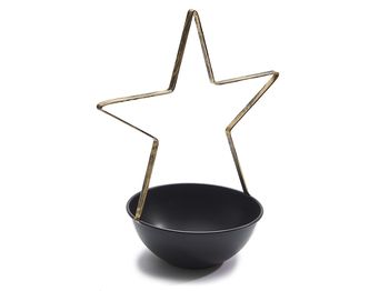 Metal bowl star Ø15x29cm black/gold