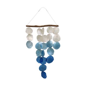 Hanger driftwood with gradient capiz 38x2x60cm Blue mix