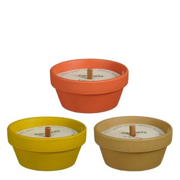 Kaars citronella oranje bruin lime 3 assorti - h5,7xd12cm