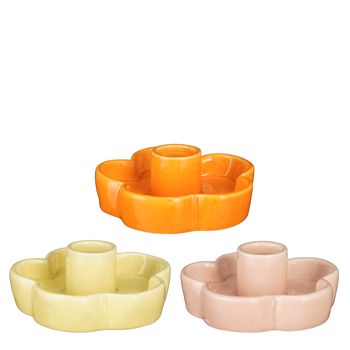 Kerzenständer rosa l.gelb orange 3 sortiert - h4xd9cm