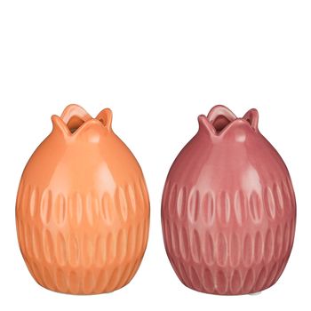 Ivon Vase rosa orange 2 sortiert - h13xd10cm