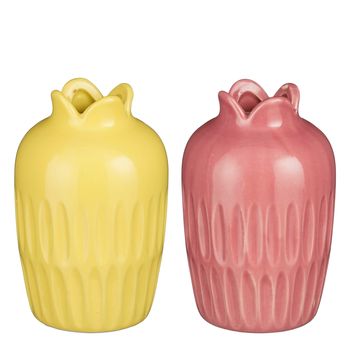 Ivon Vase gelb rosa 2 sortiert - h14xd9,5cm