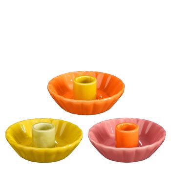 Kerzenständer orange gelb rosa 3 sortiert - h4xd11cm