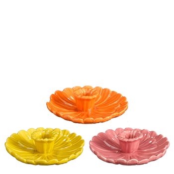 Kandelaar geel oranje roze 3 assorti - h4xd13cm