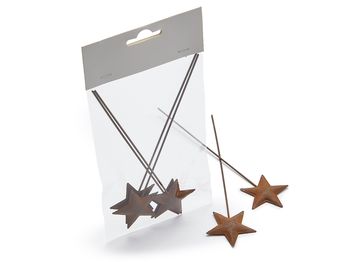 Metal star pick 4,3x17cm rusty  4pcs