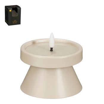 Olielamp led taupe battery operated en timer - h6,5xd9cm