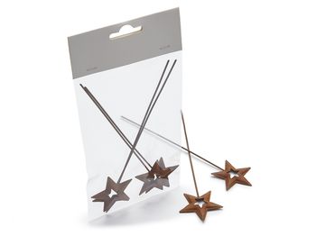 Metal star open pick 4,3x17cm rusty  4pcs