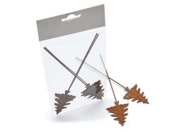 Metal tree pick 5x4x17cm rusty  4pcs