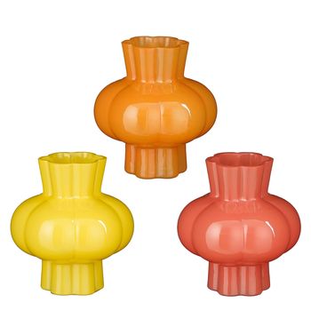 Vase rosa orange gelb 3 sortiert - h12xd11cm - Glas