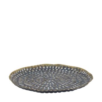 Tray metal 28x28x2cm Antique black/antique gold