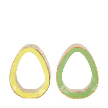 Egg mango wood 8x2.5x10cm Green/Yellow mixed