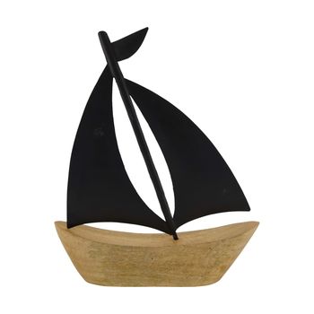 Boat mango wood with metal 28x4.5x35cm Natural/Black