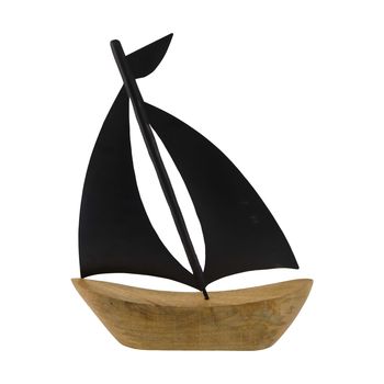 Boat mango wood with metal 38x5x48cm Natural/Black