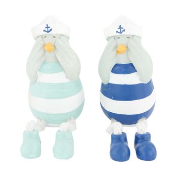 Figurine seagull polyresin 18x8x4.5cm Blue mixed