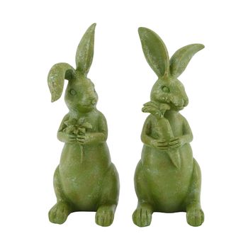 Rabbit rabbit polyresin 8.5x7x19.5cm Dark green mixed